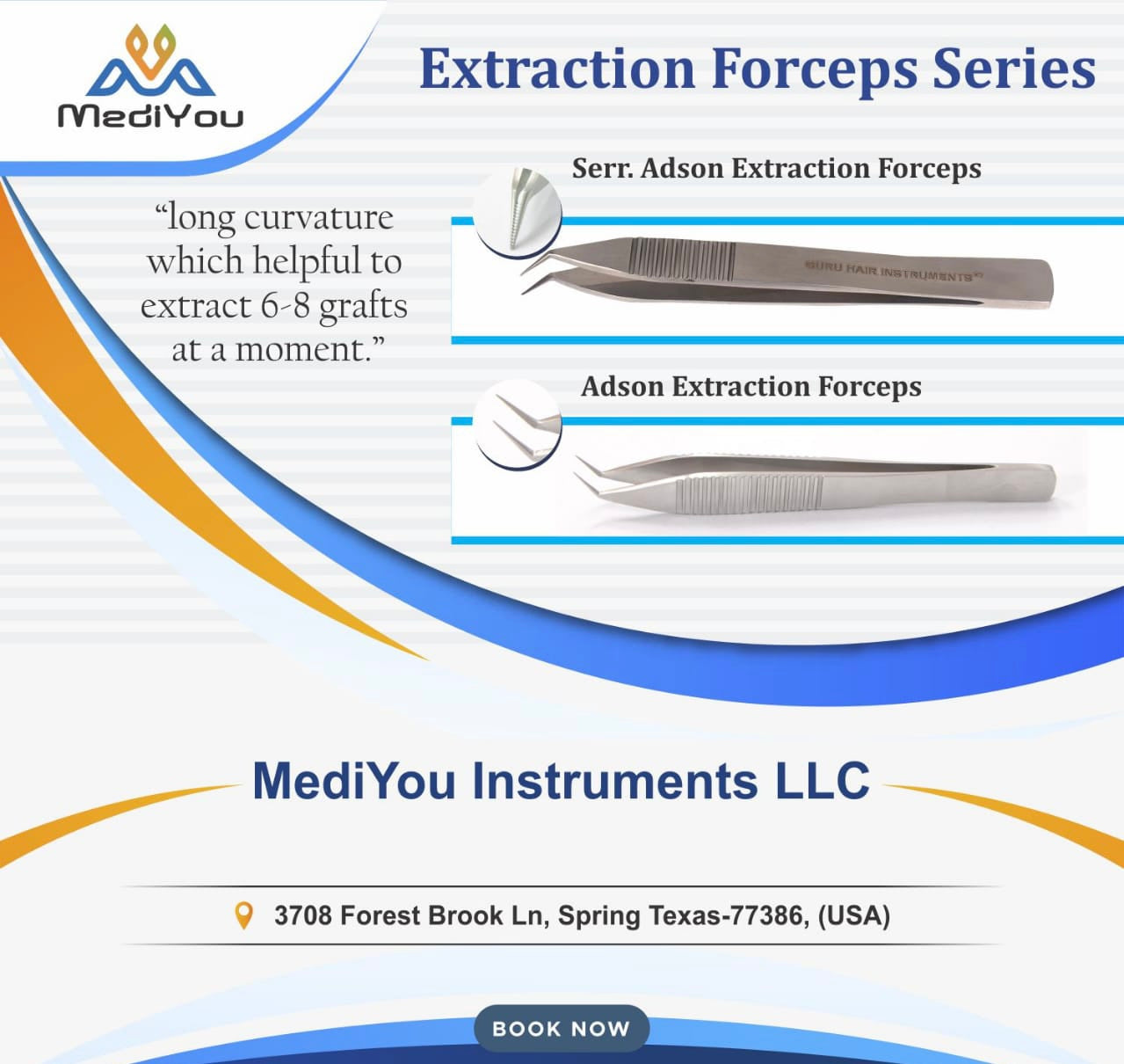 Extraction Forceps - Adson Serrated Extraction Forceps (6 mm Tip)